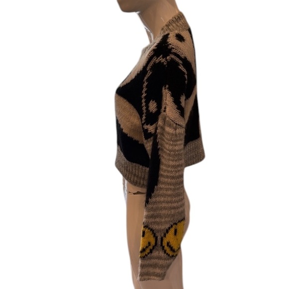 Urban Outfitters Lennon Jacquard Cropped  Black & White Crewneck Sweater Size XS - Picture 11 of 16